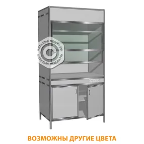 шкаф вытяжной алюминиевый профиль с тумбой ма-в-1 (столешница постформинг серый)