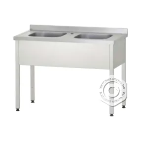 ванна моечная вмцп 860х1200х600 «profi inox», 2 м/о 250х500х400, борт, отв. д/смесит.