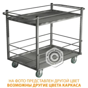 тележка для развоза пищи тр-1 полки нержавеющая сталь (каркас белый)