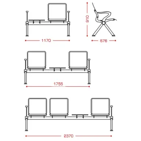 многоместная секция lucky+ 2п со столиком (модель а 25/1а)