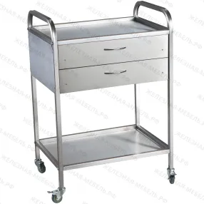 стол медицинский инструментальный сми-02-02 (полки нерж., колёса пластик)