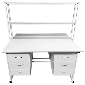 стол лабораторный островной с надстройкой сло 22.017 (белый)