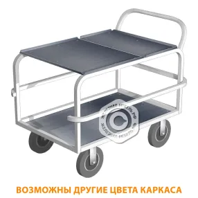 тележка для развоза пищи трп полки нержавеющая сталь (каркас белый)