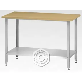 стол кондитерский спрн 860х1500х800 «norma inox» бук/40 (полка сплошная, ножка угловая)