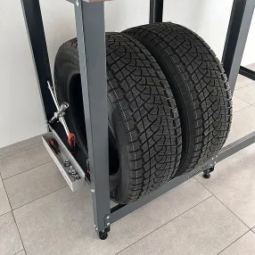 верстак standart с металлической столешницей и траверсами для хранения колёс