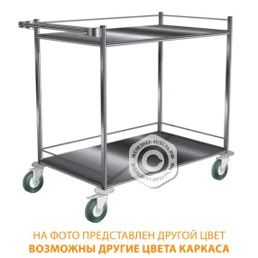 тележка медицинская универсальная ту полки нержавеющая сталь (каркас белый)