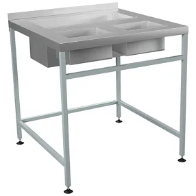 стол для доочистки лука срод- 860х840х840 (3 нерж. ёмк.-1 съёмная) каркас: труба окрашенная