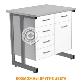 стол-тумба сл-211/2.4 «премиум» (корпус металл белый, столешница постформинг серый, каркас серый)