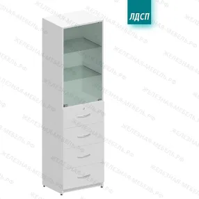 шкаф медицинский одностворчатый двухсекционный с ящиками шмля скб-с