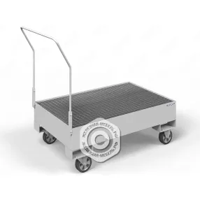 поддон для хранения 2-х бочек пдбк-02, на колёсах, оцинкованный решетчатый настил