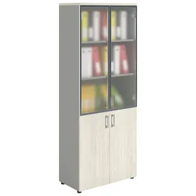 шкаф nw 2080/2g со стеклом белое дерево/серый