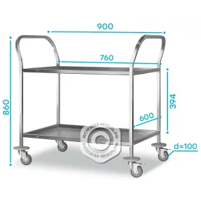 тележка для сервировки тдсп - 900х600х860 «profi ral» (2 уровня)